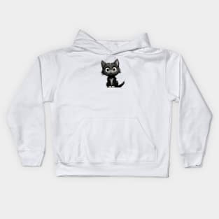 Black little cute sneaky kitty Kids Hoodie